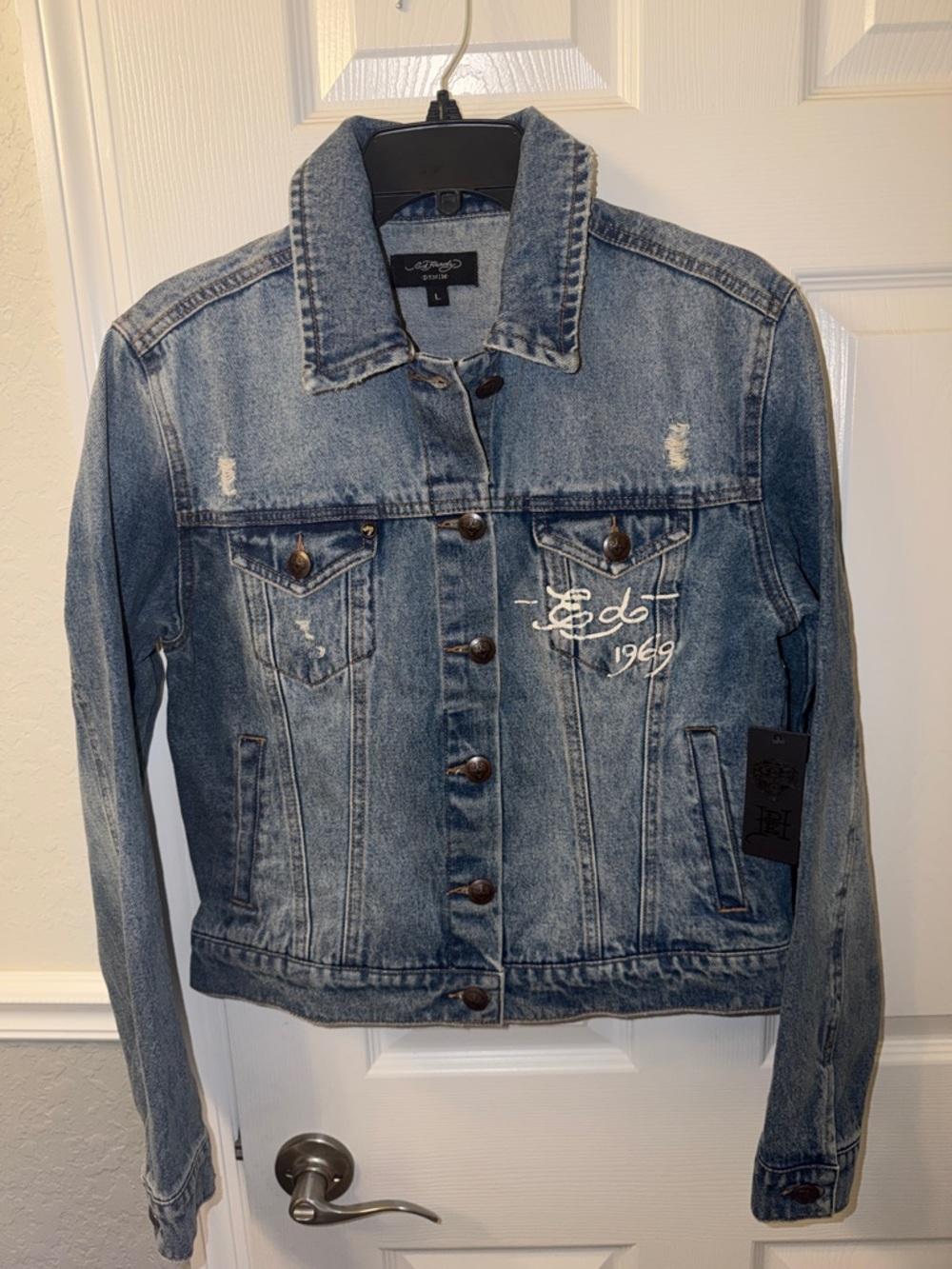 Ed Hardy Y2K Screaming Tiger Denim Jacket – Embroidered “Love Kills Slowly” L - Picture 4 of 12